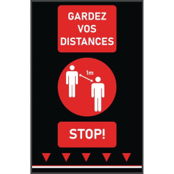 Tapis de distanciation sociale 100x65cm rouge - personnes (attention : texte français 1m) 