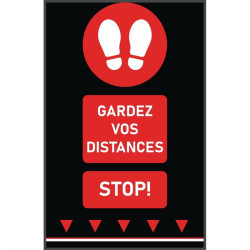 Tapis de sol distanciation sociale 100x65cm rouge - empreintes de pas (attention : texte français et 1m) 